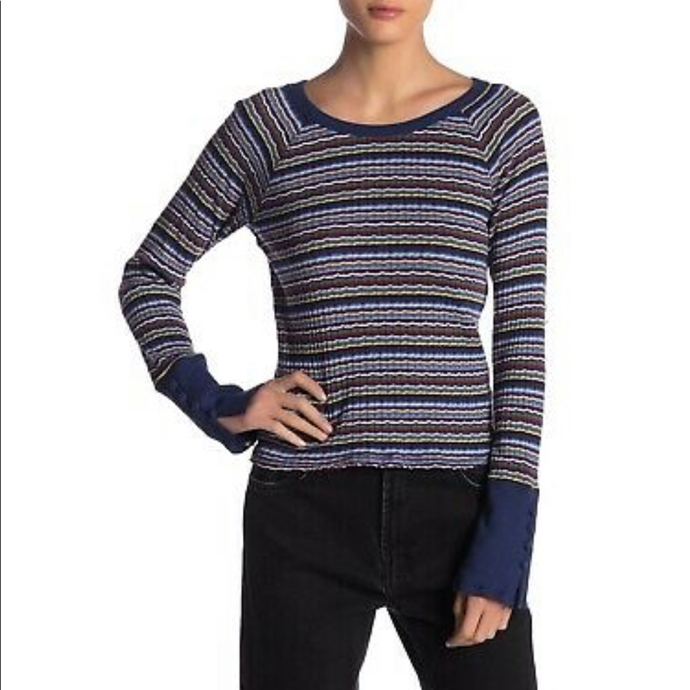 Free People Donna Tee Ribbed Knit Shirt